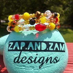 Glass Beaded Bracelet Red Chiefs Gold Love Handmade Taylor Swift Vibes Artisan